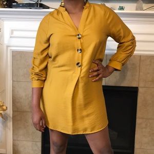 ZARA Qtr sleeve mustard color shirt dress